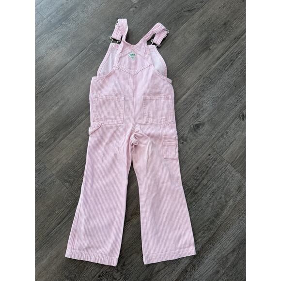 Vintage OshKosh Overalls Pink & White Stripe Size 5 Vestbak Family Photos - Picture 4 of 12